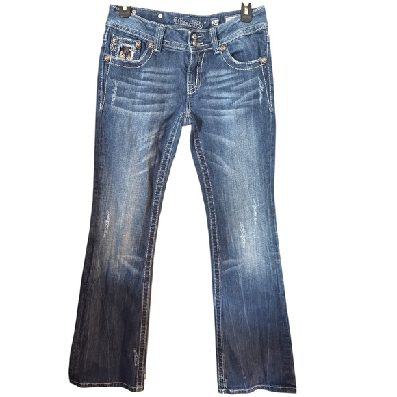 Miss Me Jeans Sequins Bling Y2K 2000's Bootcut Size 28 Size 6 - Picture 2 of 10